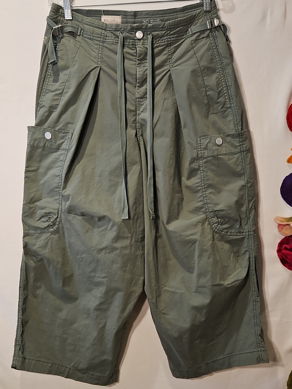 Pilcro Ripstop Drop Waist Wide Leg Cargo Drawstring Pants 0162